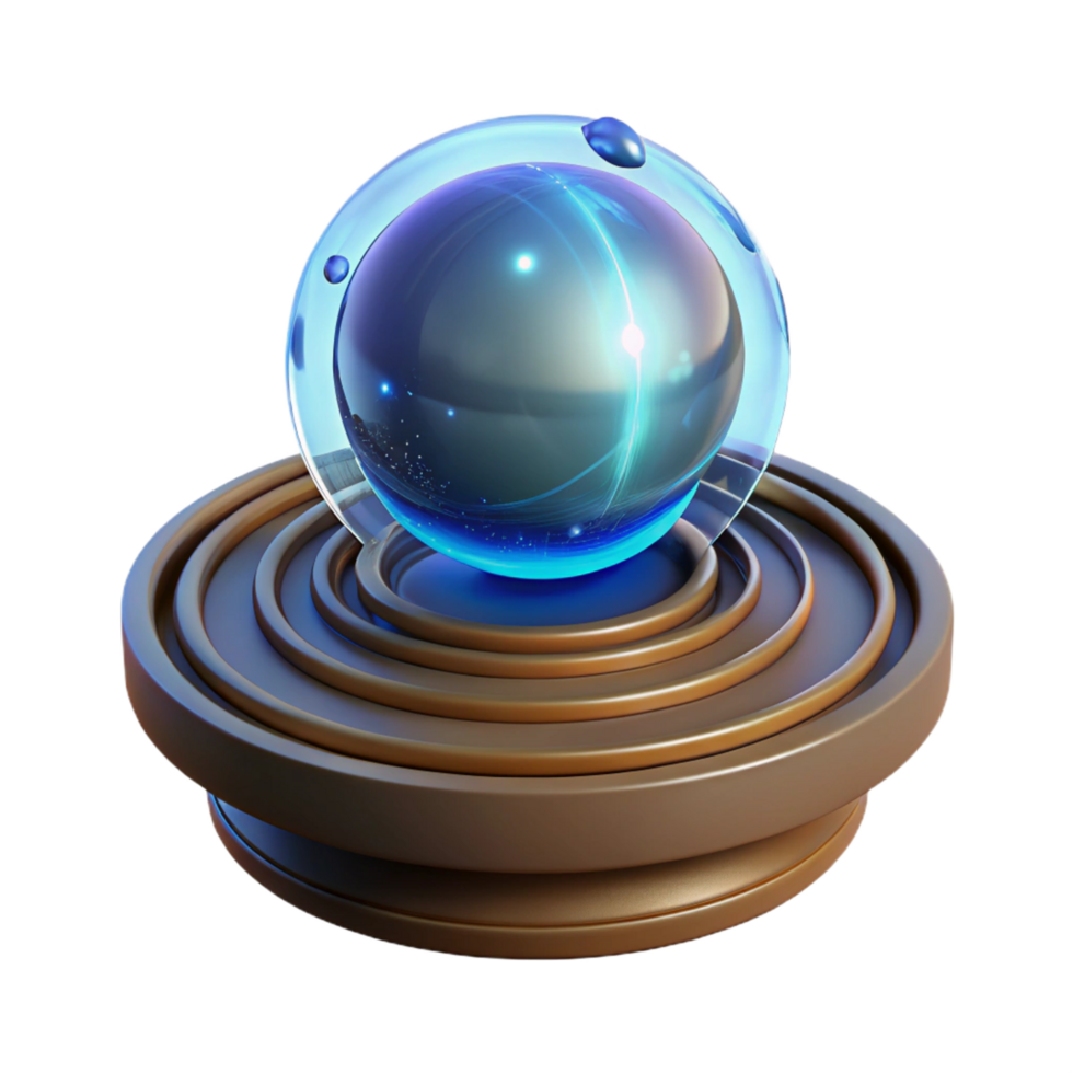 Enigmatic 3D Render of a Glowing Orb on a Circular Pedestal Abstract Background Image png