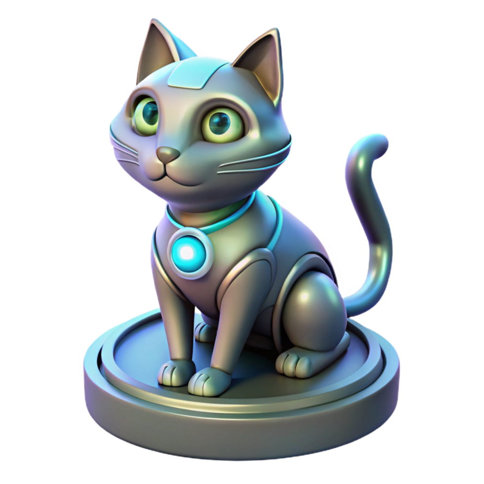 3D Render of a Robotic Cat png