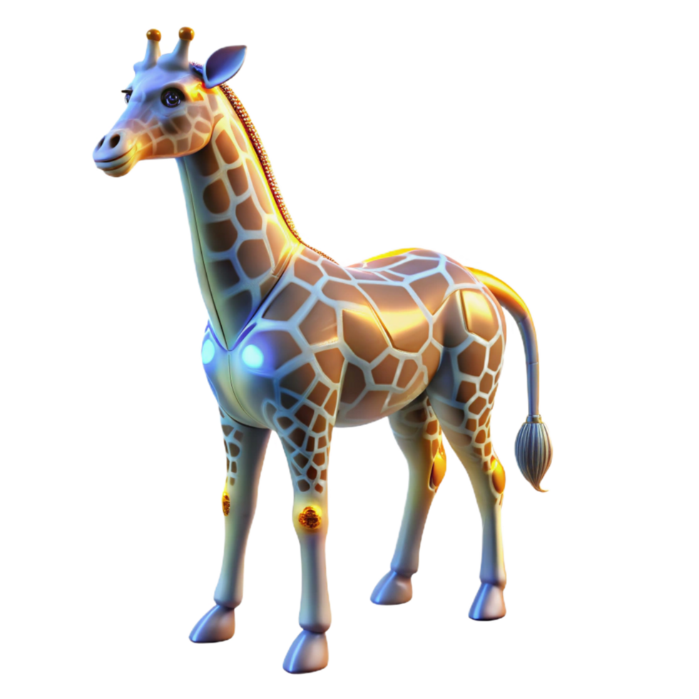 3D Render of a Cute Robotic Giraffe png