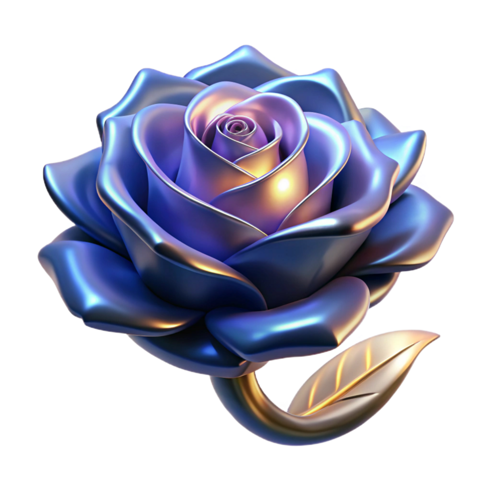 3D Render Metallic Rose png