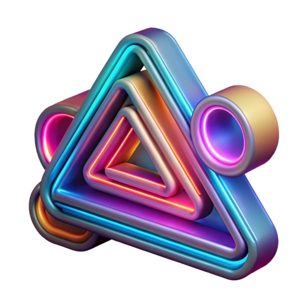 Abstract 3D Neon Triangle Illustration png