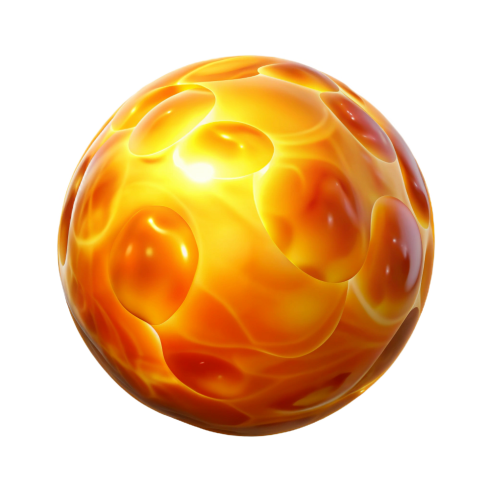 Amber Orb 3D Render png