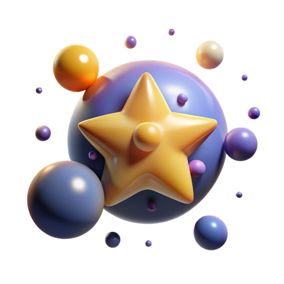 3D Render of a Star and Colorful Spheres Abstract Background Image png