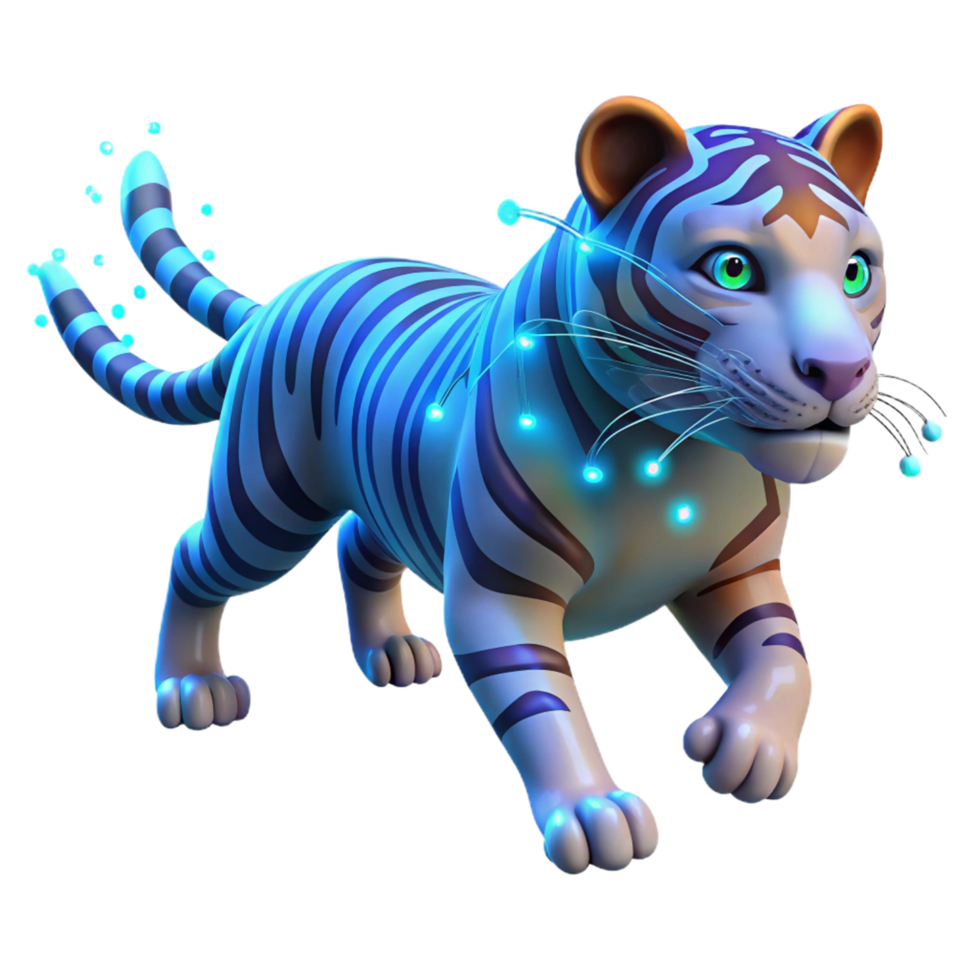 Luminous Tiger Cub 3D Render png