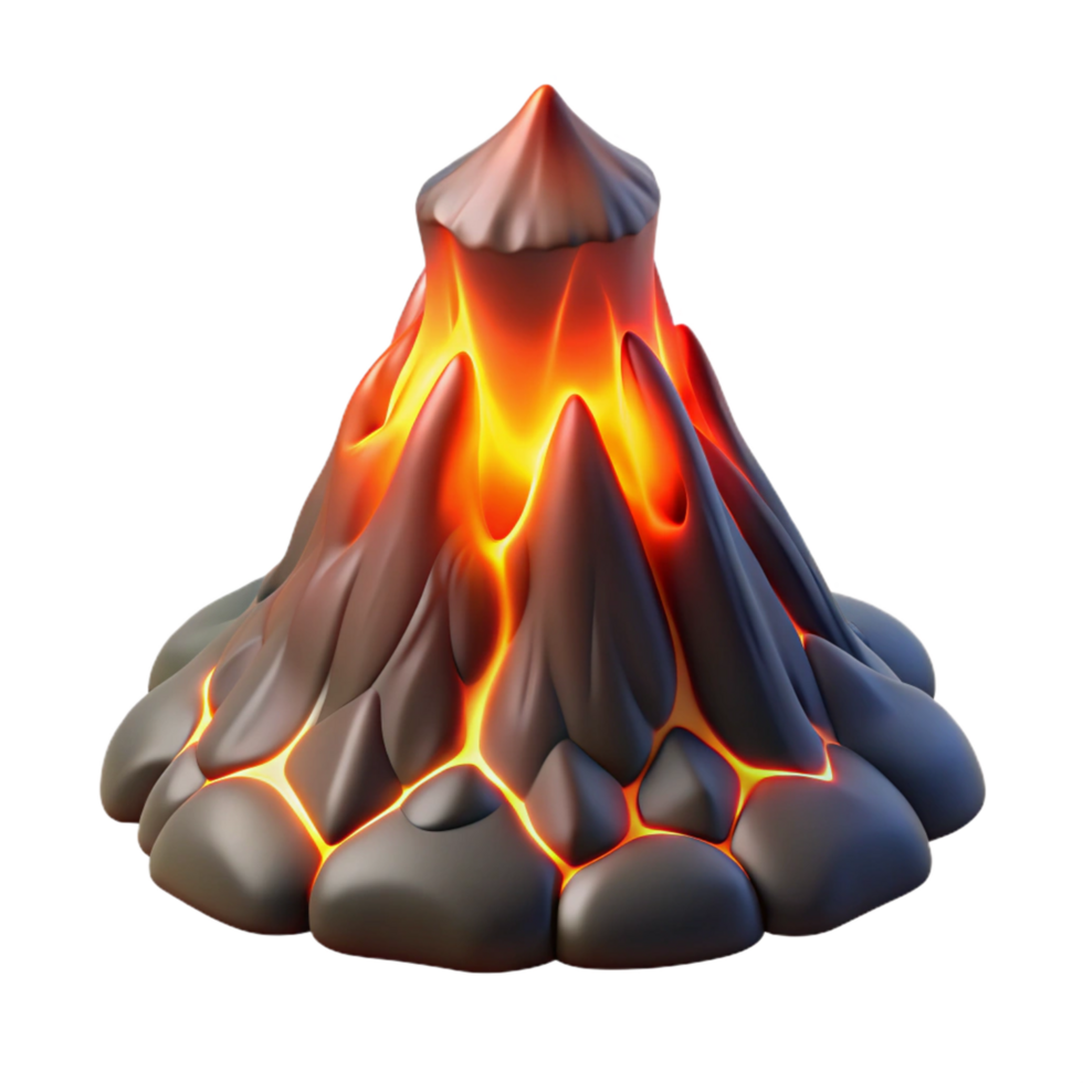 Erupting Volcano 3D Model Realistic Lava Flow Simulation png