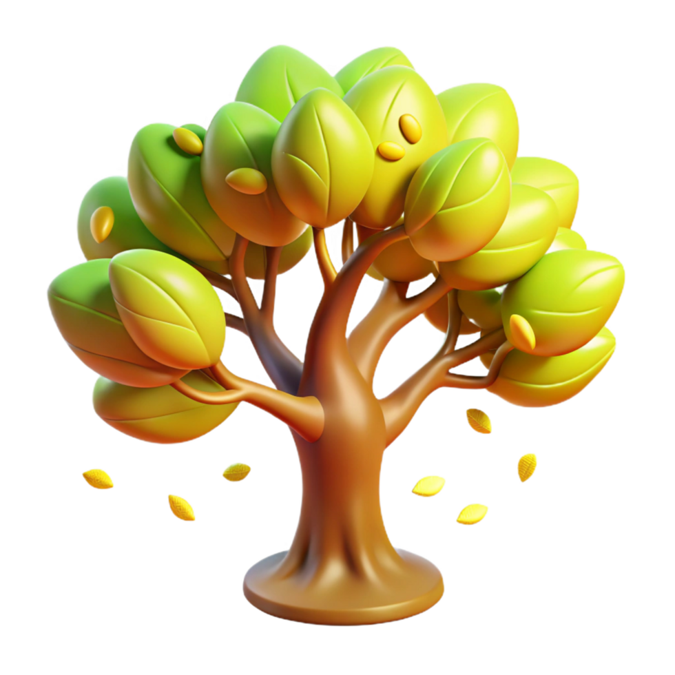 Cartoon 3D Tree Illustration Autumn Leaves Falling png