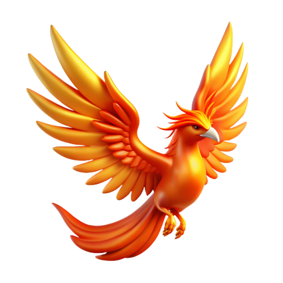 Fiery Phoenix 3D Render Illustration A Majestic Creature in Flight png