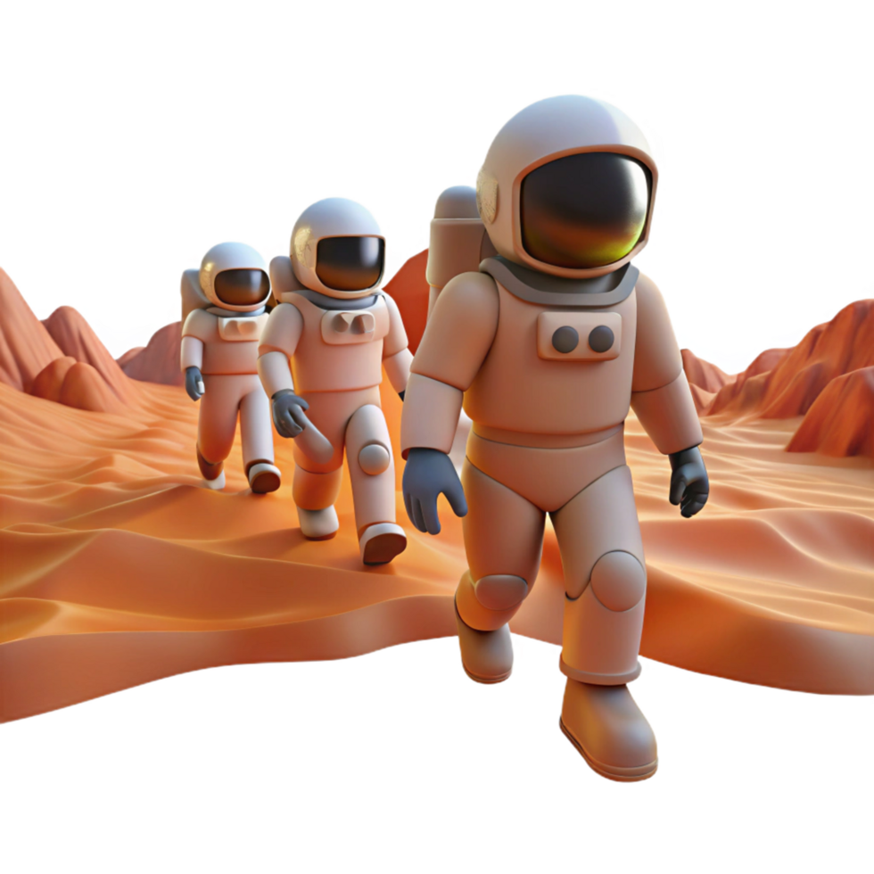3D Illustration Astronauts Walking on Mars png
