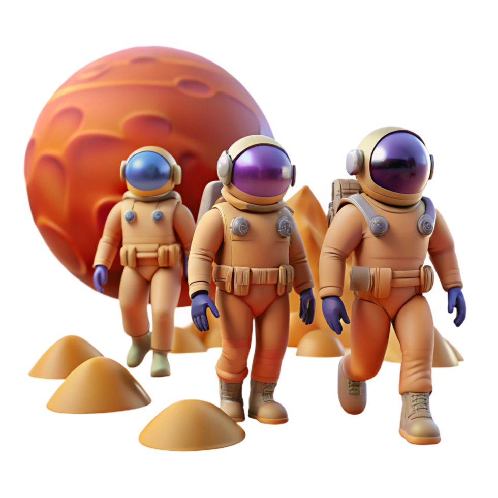 3D Astronauts Exploring Mars png