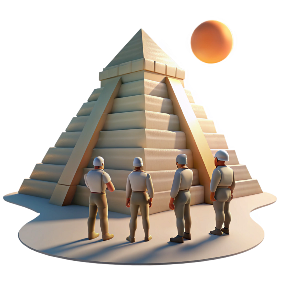 3D Illustration Workers Pyramid Sun png
