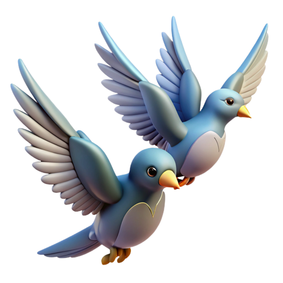 Two Cute Birds 3D Illustration png