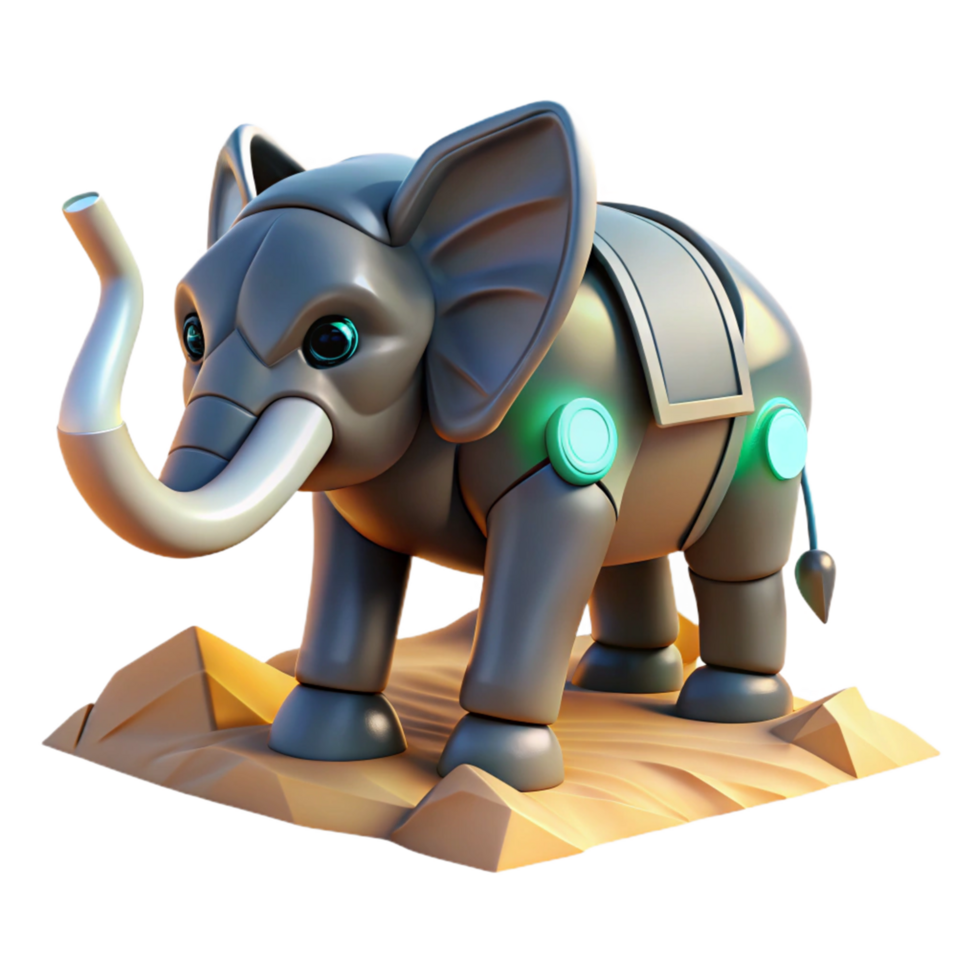 Robotic Elephant in Desert Setting 3D Render png