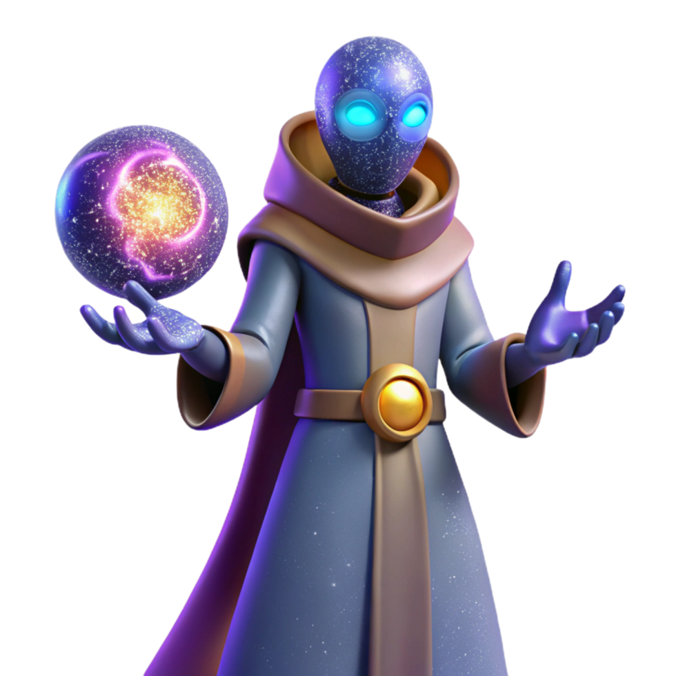 Cosmic Wizard 3D Render png