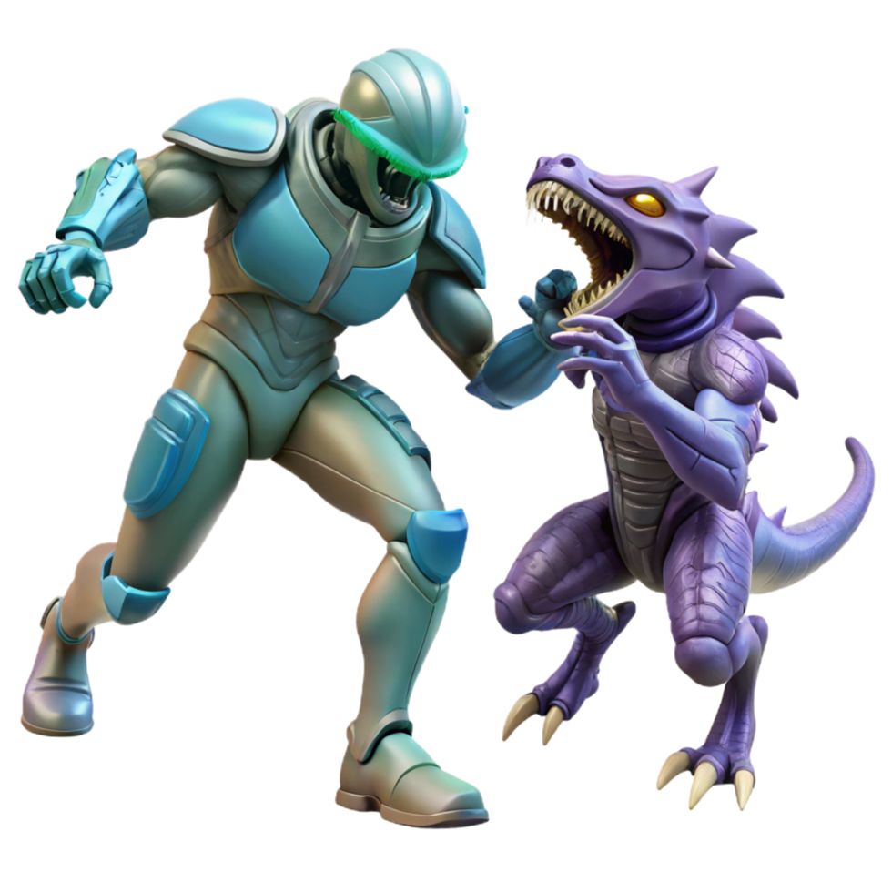 3D Illustration Cyborg vs Dragon png