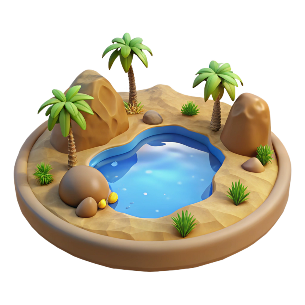 Oasis 3D Render Cartoon Style png