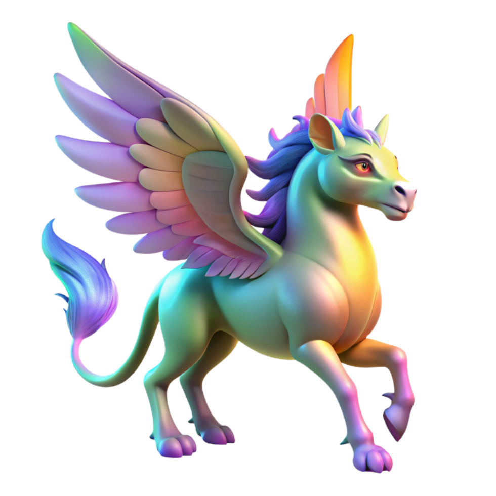 Rainbow Pegasus 3D Render png