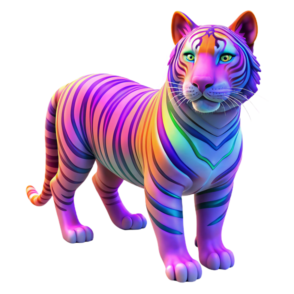 beschwingt Regenbogen Tiger 3d Illustration png