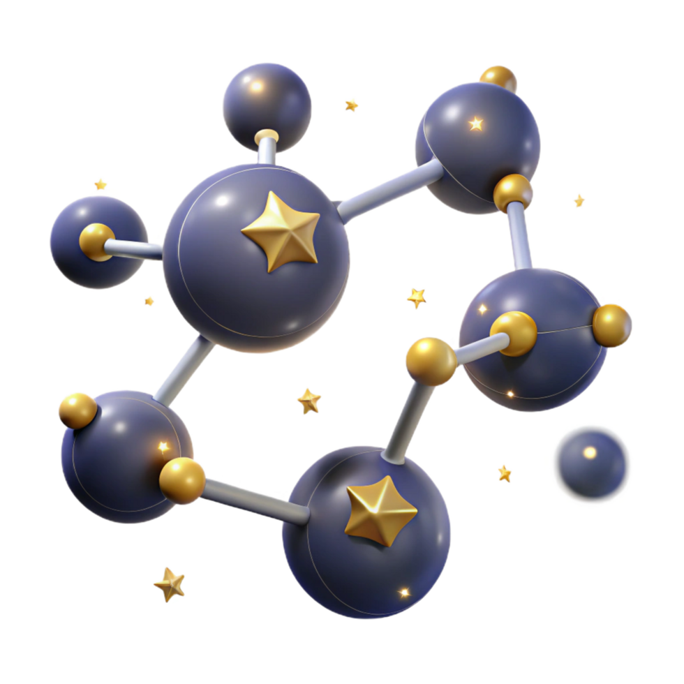 3D Render Celestial Molecular Structure png