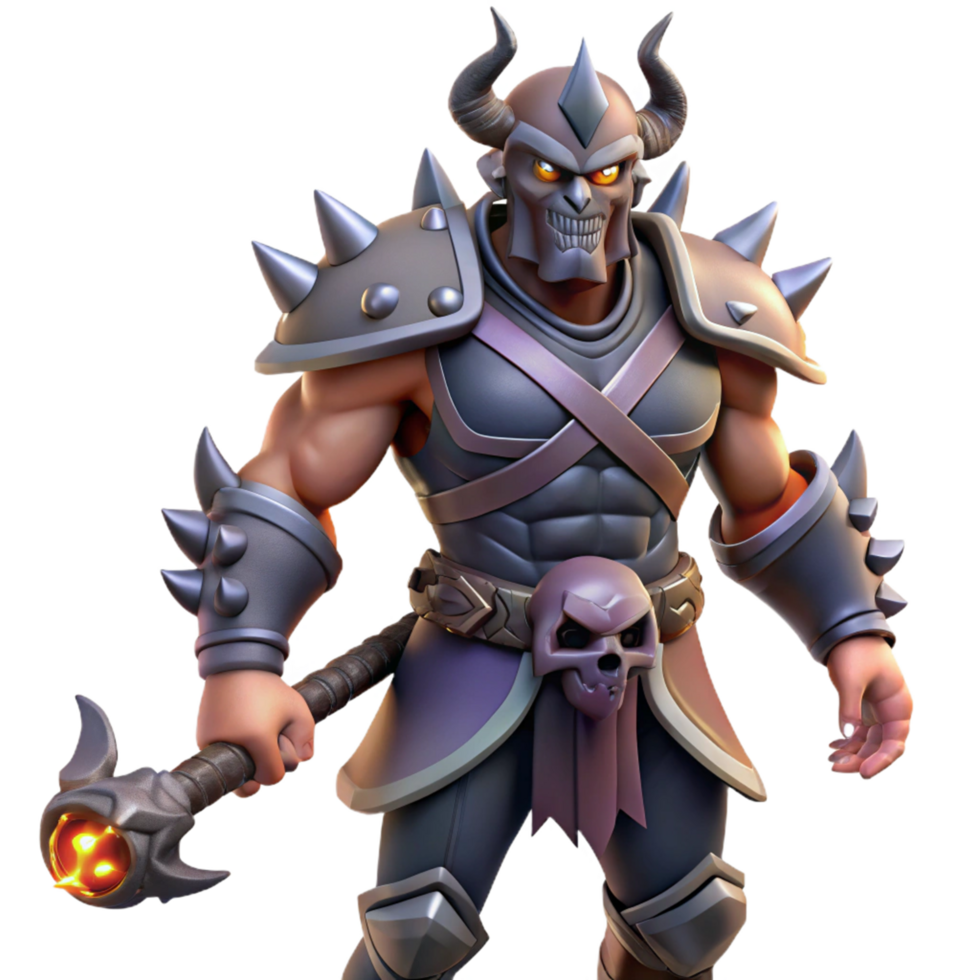 3D Render of a Mighty Horned Warrior png