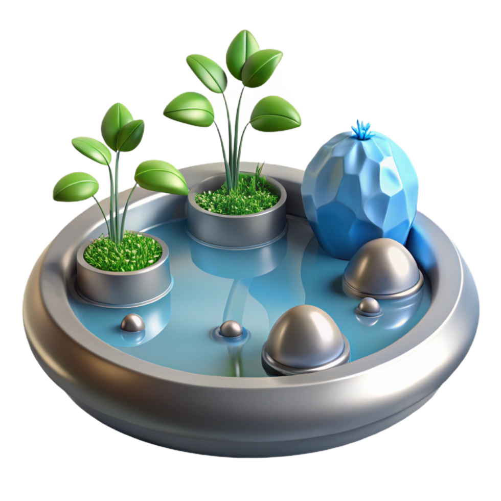 3D Render Peaceful Zen Garden Minimalist Illustration png