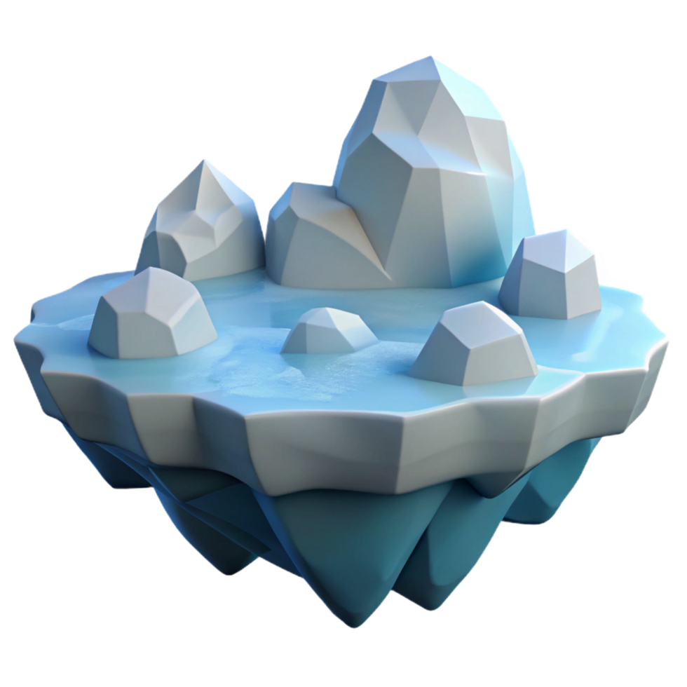 Icy 3D Island Render png