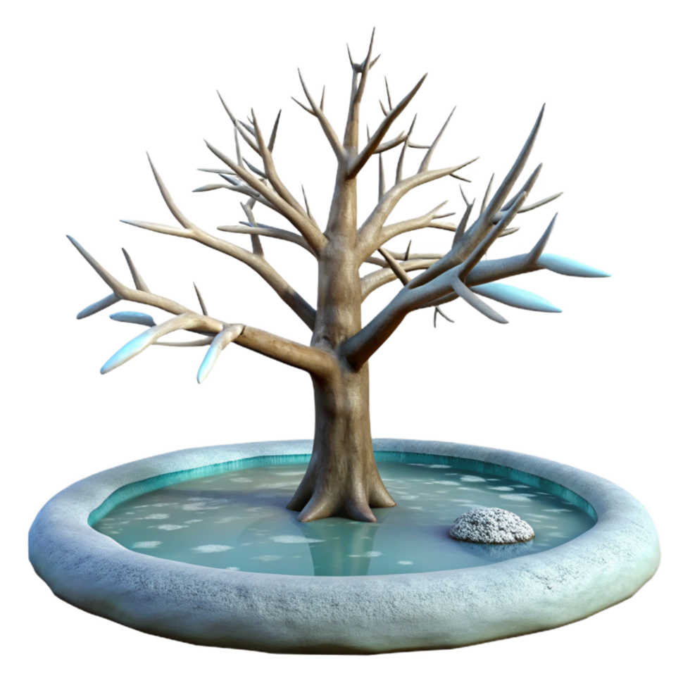 Winter Tree 3D Render png