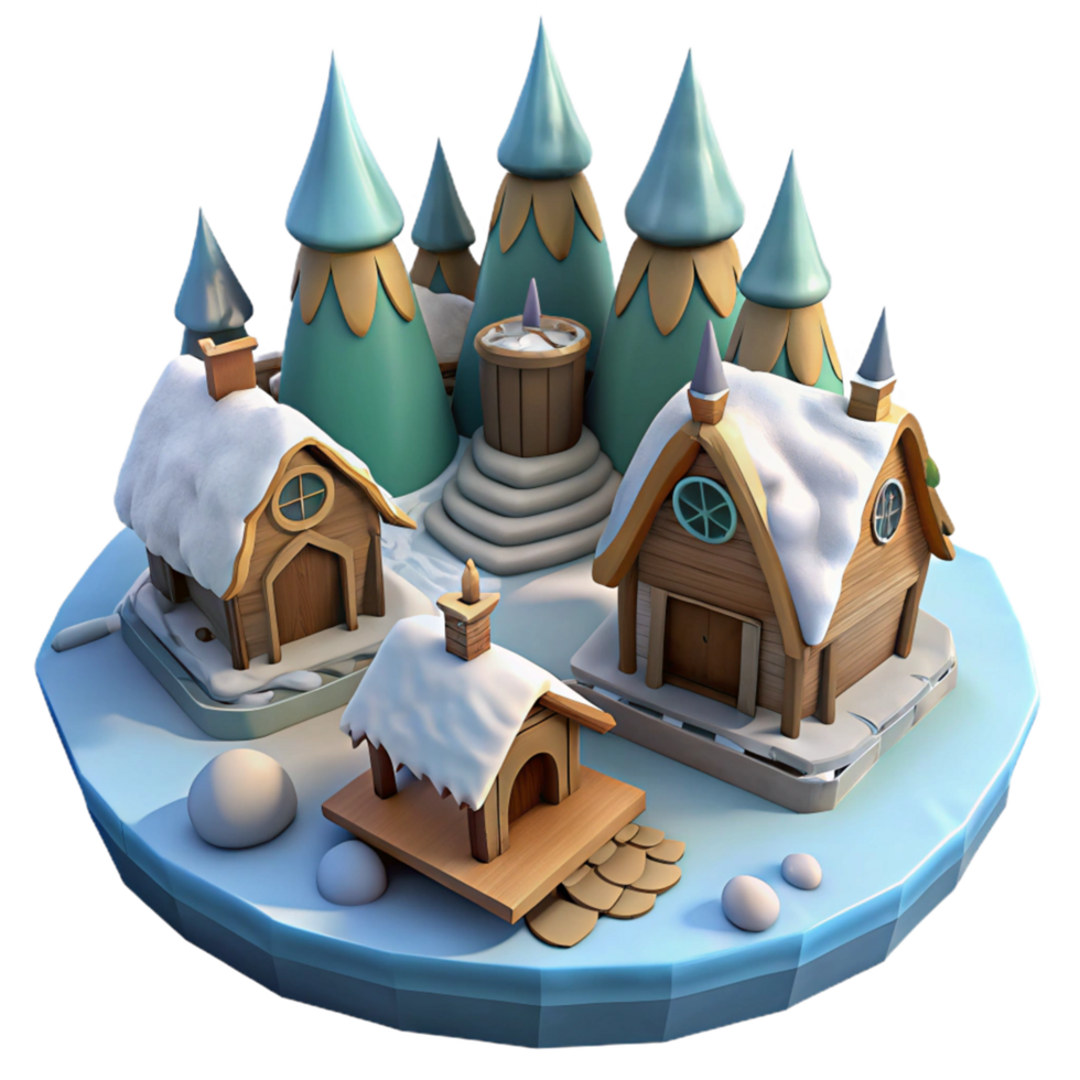 Winter Village 3D Illustration png