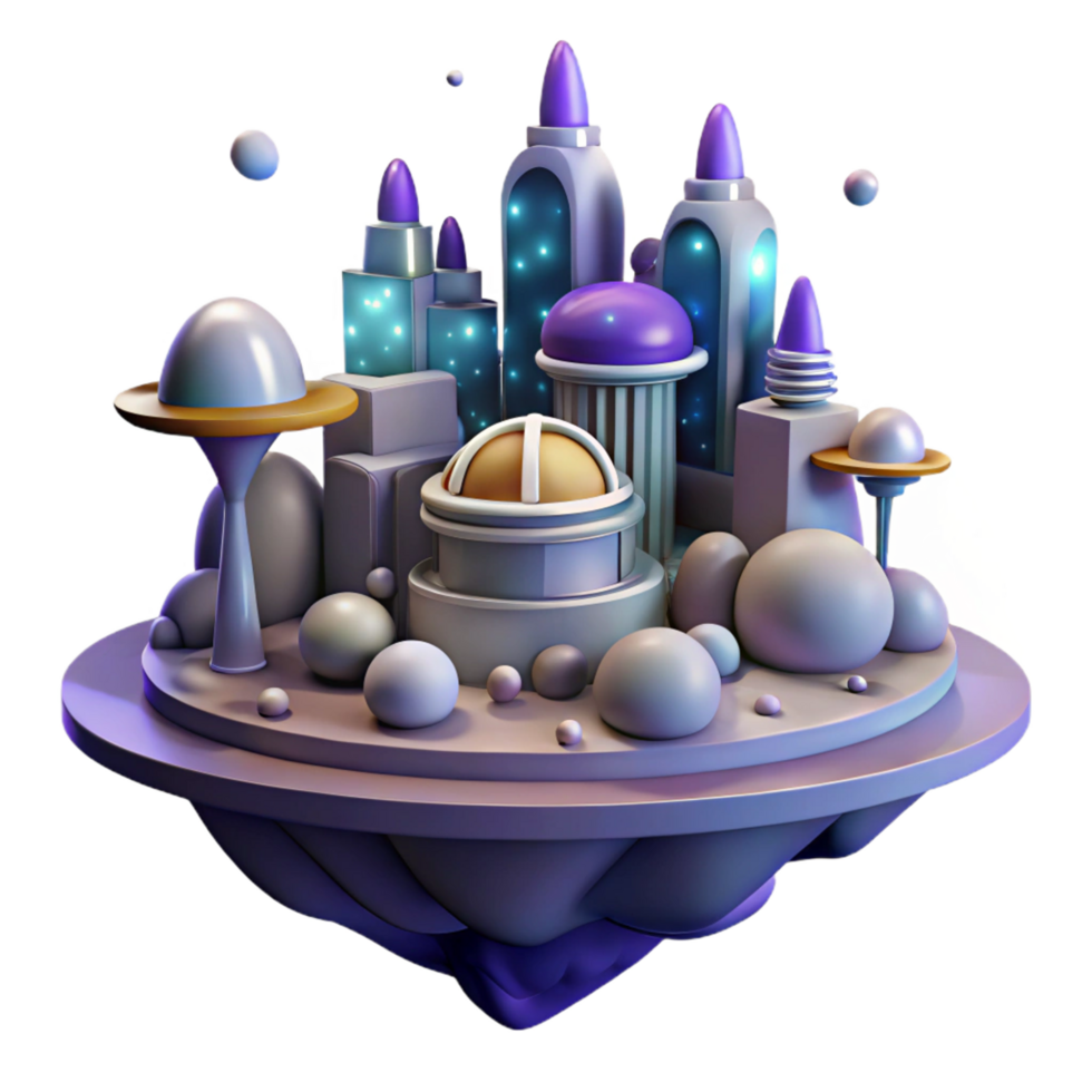 3D Render Futuristic City Island png