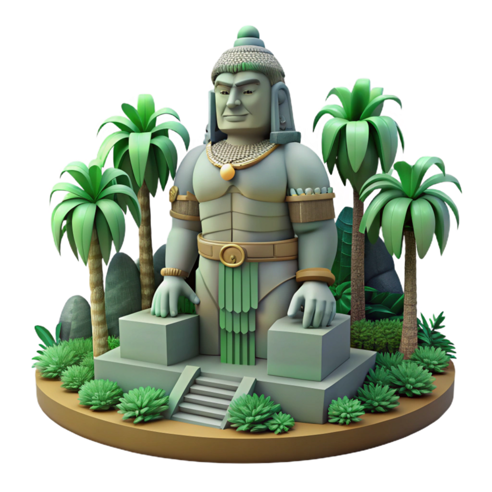 3D Render Stone Idol Tropical Island png