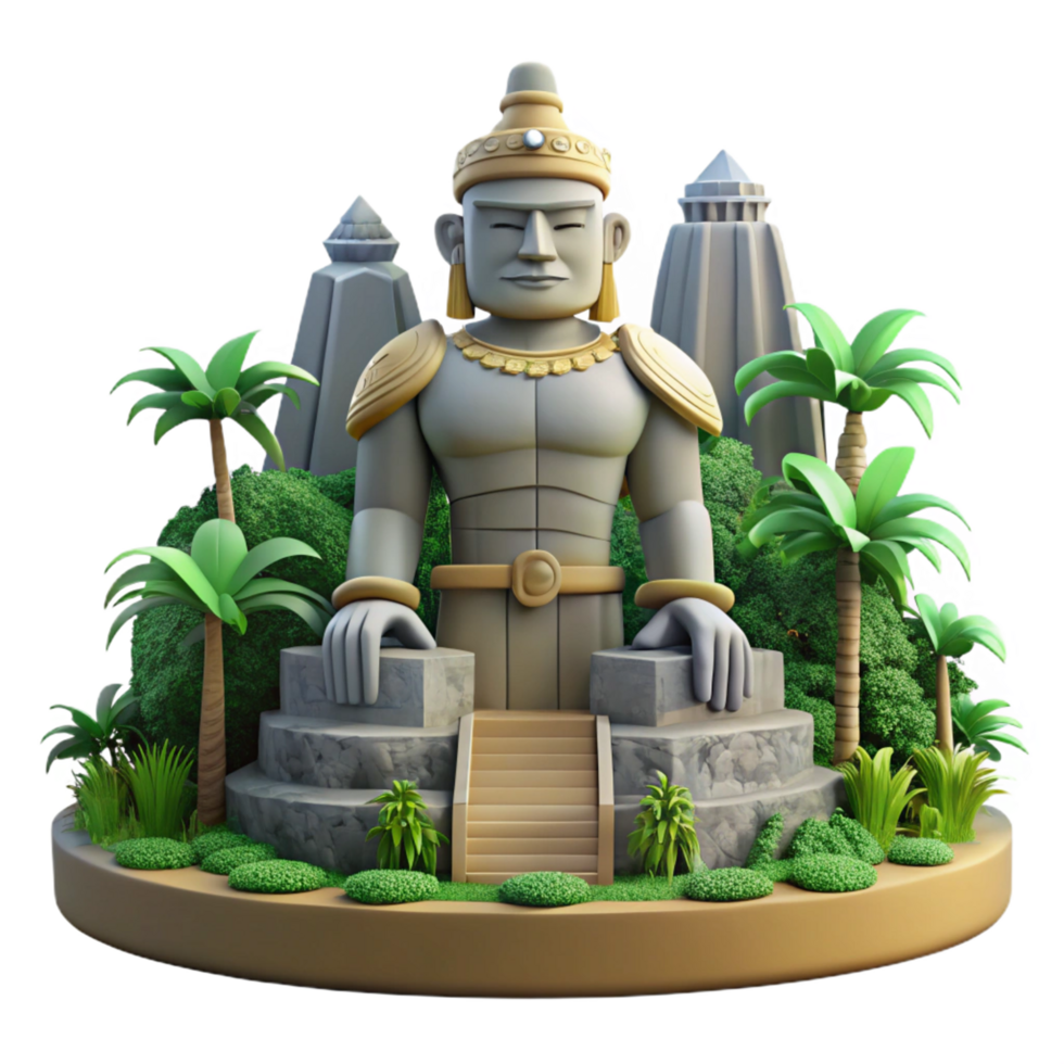 3D Render Stone Statue Tropical Island png