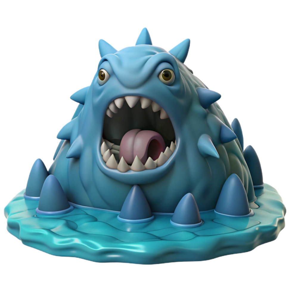 3D Render of a Cute Spiky Monster png