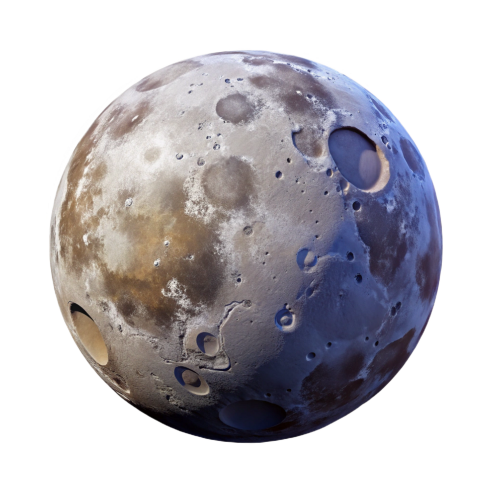 3D Render of Cratered Moon Surface png