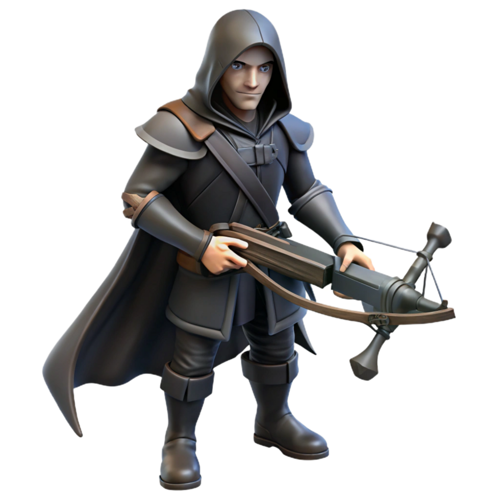 3D Illustration Medieval Archer with Crossbow png