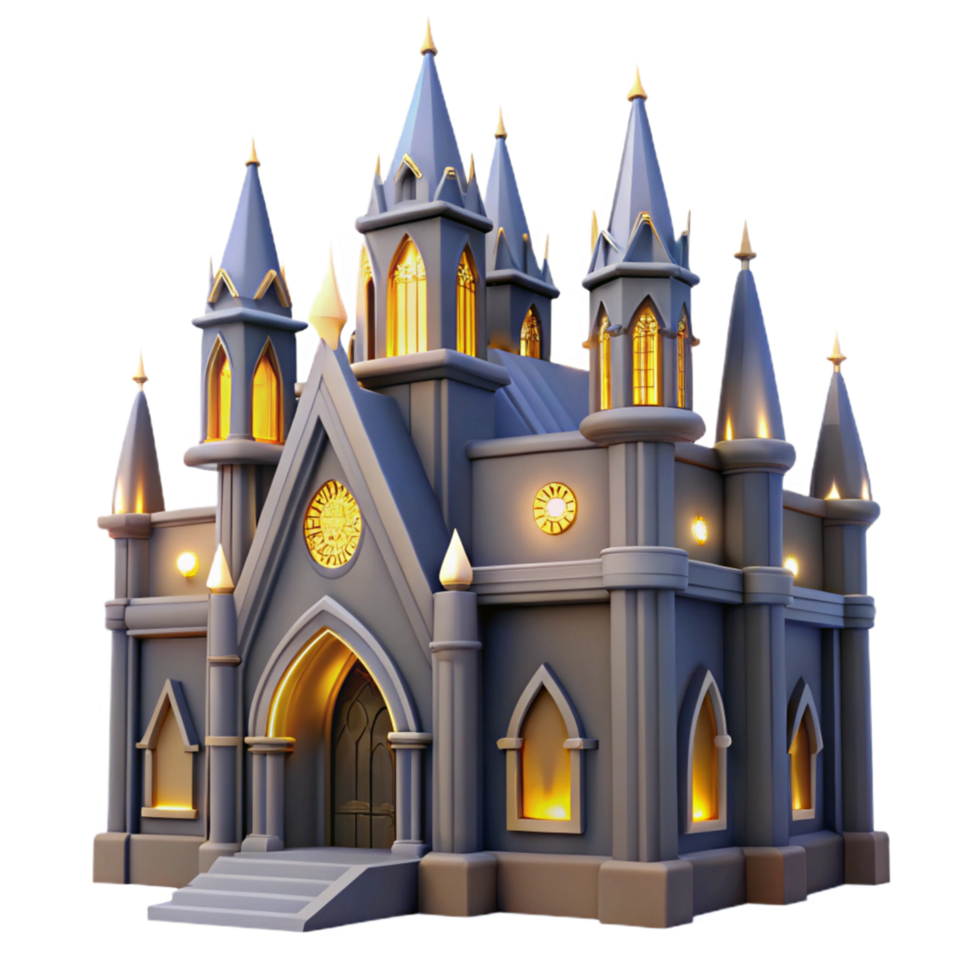 Enchanted Gothic Castle 3D Render Fantasy Architecture Illustration Game Asset png