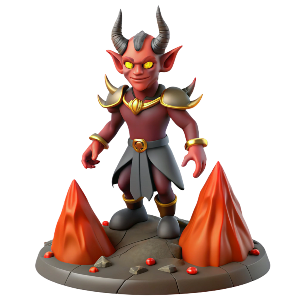 3D Render of a Cartoon Devil png