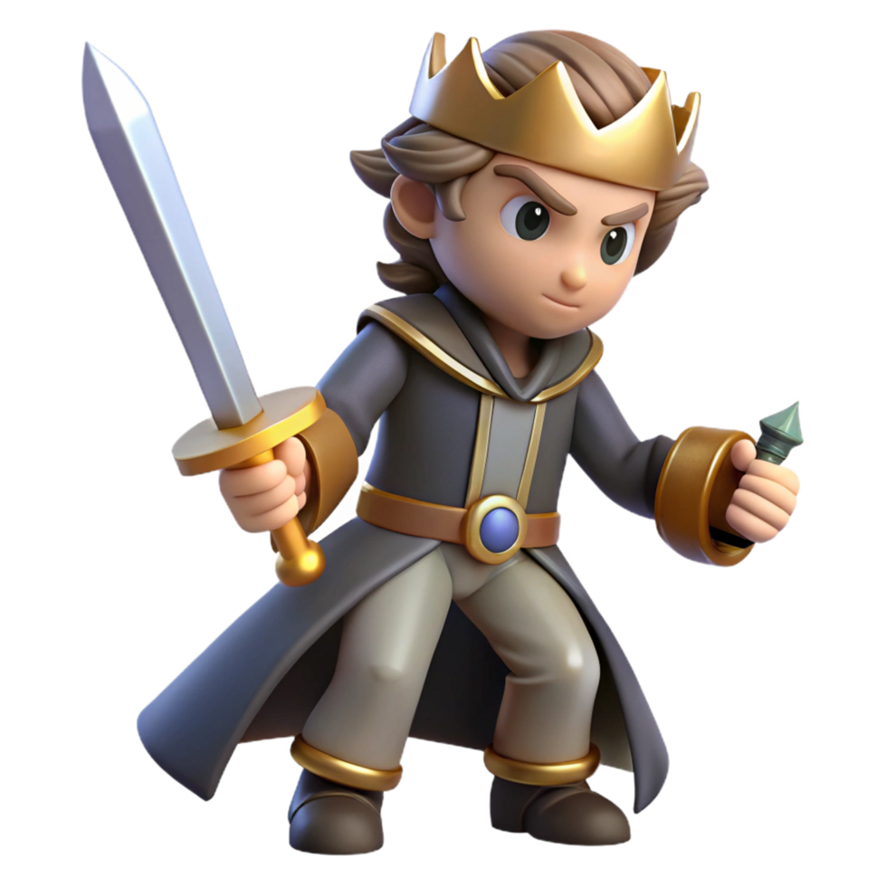 3D Render Young King Illustration png