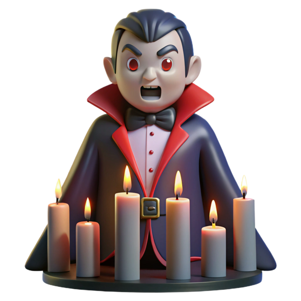 3D Cartoon Vampire with Candles png