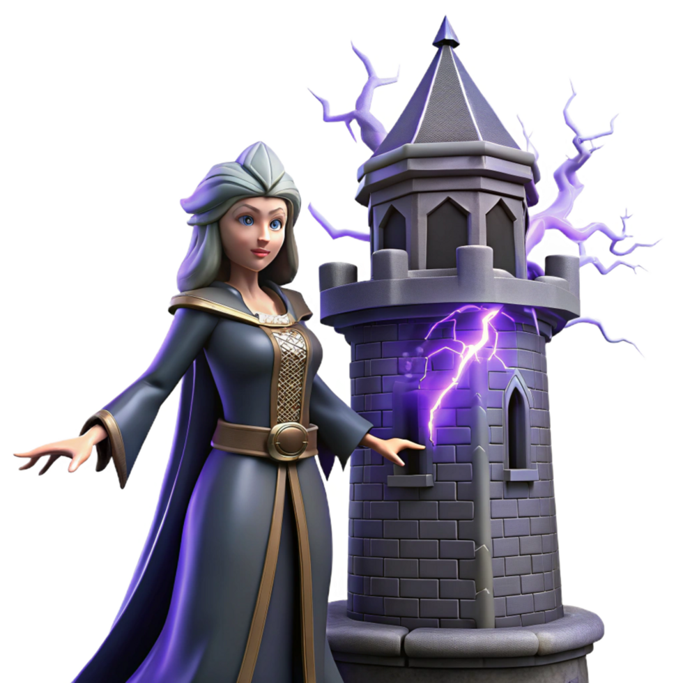 Fantasy 3D Render Witch and Tower png
