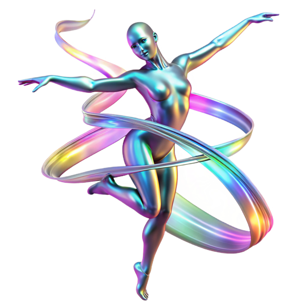 Iridescent 3D Render of a Dancer png