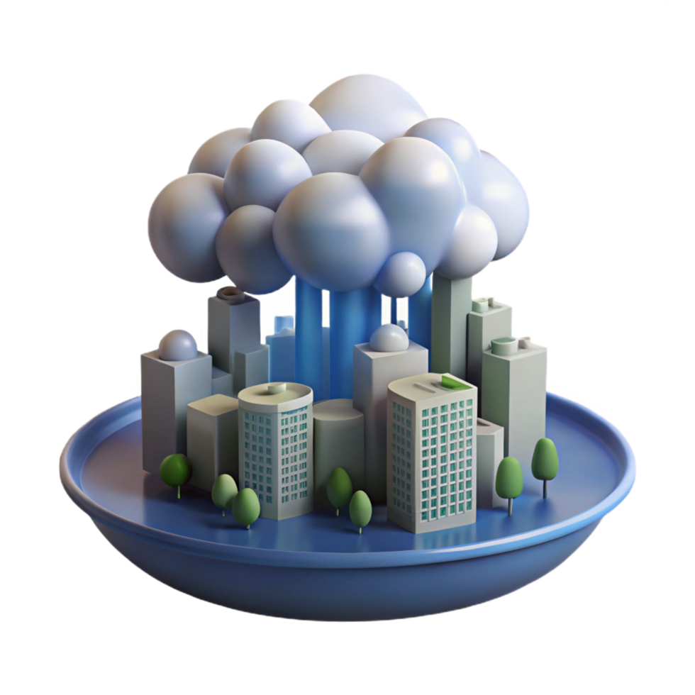 3D Cityscape Illustration Rain Cloud png