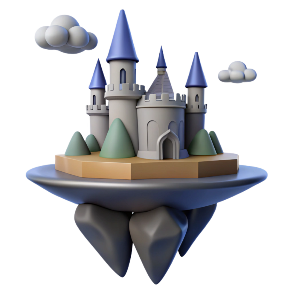 Floating Castle 3D Render png