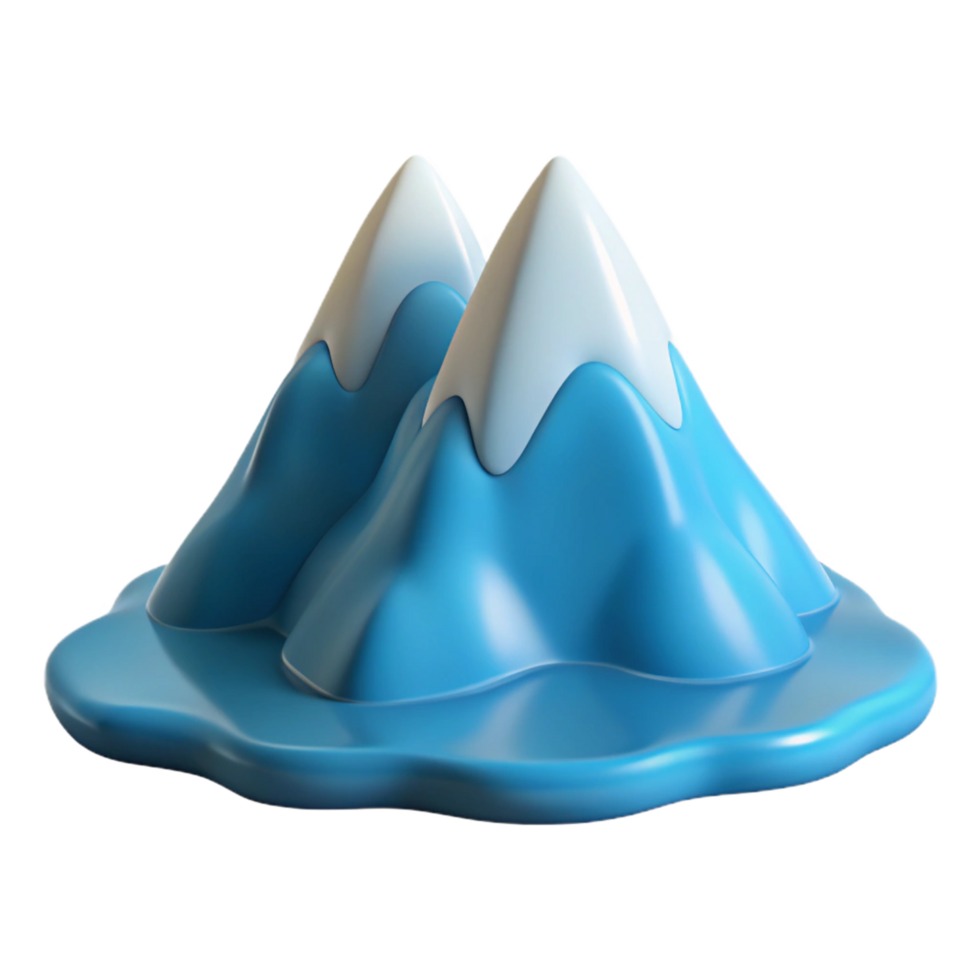 Cartoon Snowy Mountains 3D Render png