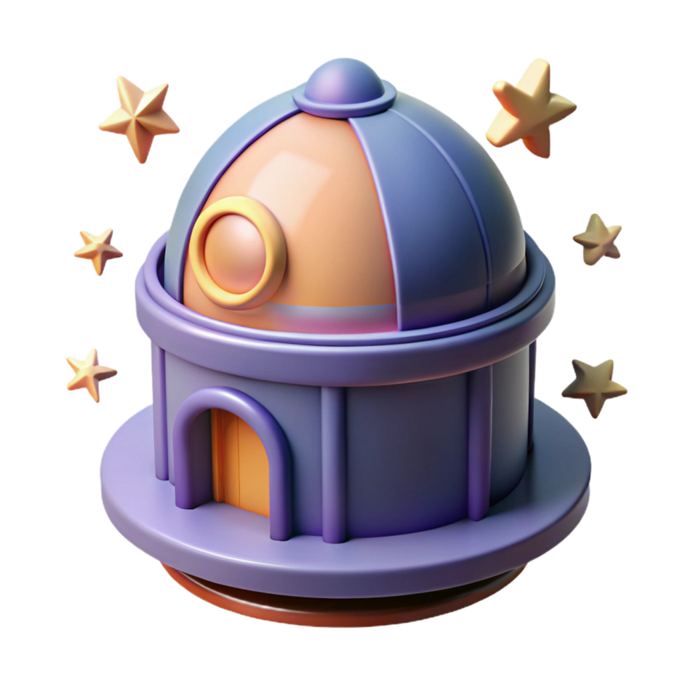 3D Render Cute Dome Building with Stars png