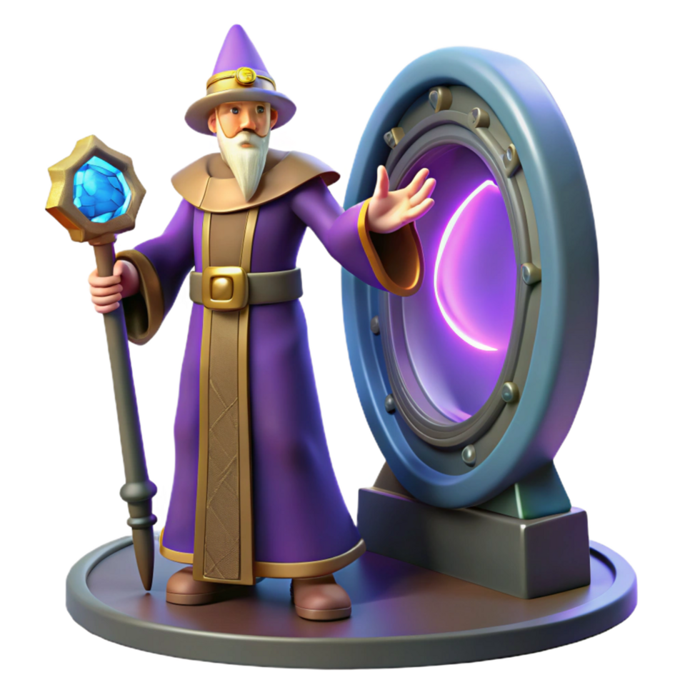 Wizard 3D Render Fantasy Game Asset png