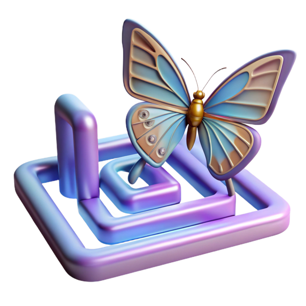 3D Butterfly on Abstract Geometric Background png