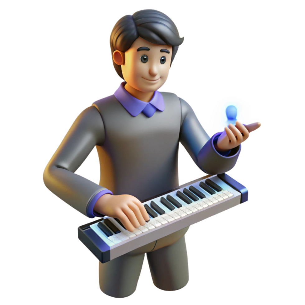 3D Illustration Musician Playing Keyboard png