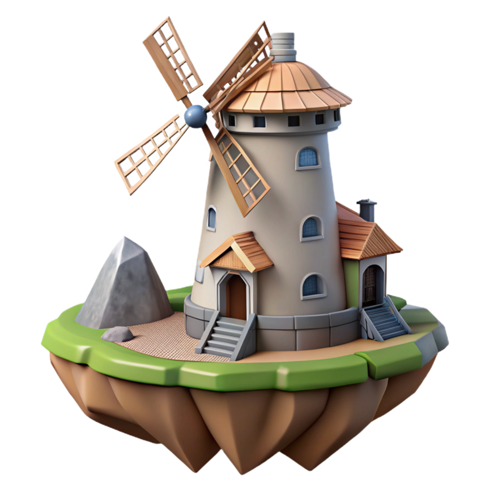Fantasy Windmill 3D Render png