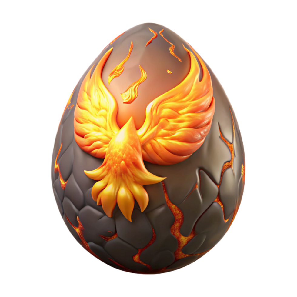 Fiery Phoenix Egg 3D Render png