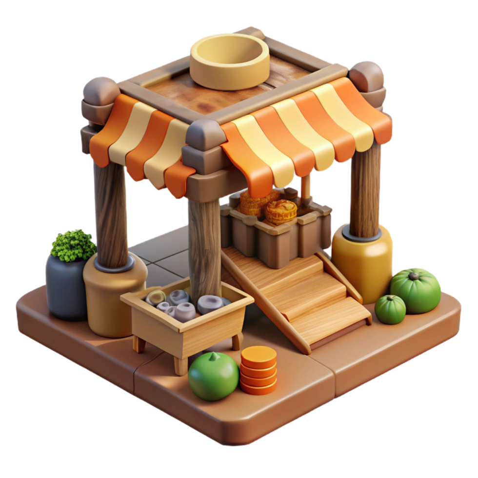 3D Render Market Stall Illustration png