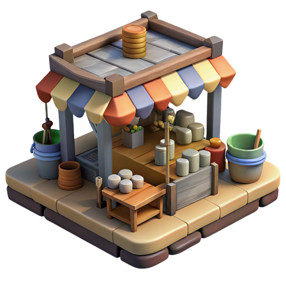 3D Model of a Charming Street Food Stall png
